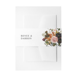 Rustiek Goud, Paarse, & Blush Roze Bloemen 4 Uitnodigingen Wikkel