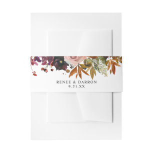 Rustiek Goud, Paarse, & Blush Roze Bloemen Uitnodigingen Wikkel