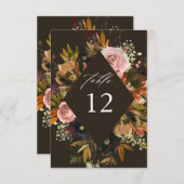 Rustiek Goud, Paarse en Roze Bloemen B Tafelnummer (Voorkant / Achterkant)