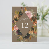 Rustiek Goud, Paarse en Roze Bloemen T Tafelnummer (Staand voorkant)