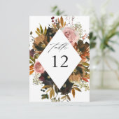 Rustiek Goud, Paarse en Roze Bloemen W Tafelnummer (Staand voorkant)