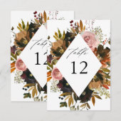 Rustiek Goud, Paarse en Roze Bloemen W Tafelnummer (Voorkant / Achterkant)