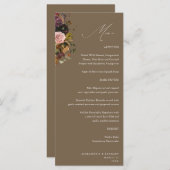 Rustiek Goud, Paarse & Roze Bloemen 4 Taupe Tall Menu (Voorkant / Achterkant)
