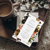 Rustiek Goud, Paarse & Roze Bloemen 4-Wit Huwelijk Kaart