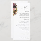 Rustiek Goud, Paarse & Roze Bloemen 4 Wit Tall Menu (Voorkant / Achterkant)