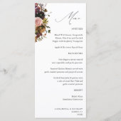 Rustiek Goud, Paarse & Roze Bloemen 4 Wit Tall Menu (Voorkant)