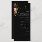 Rustiek Goud, Paarse & Roze Bloemen 4 Zwart Tall Menu (Voorkant / Achterkant)