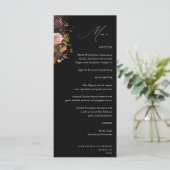 Rustiek Goud, Paarse & Roze Bloemen 4 Zwart Tall Menu (Staand voorkant)