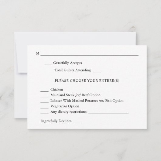 Rustiek Goud, Paarse & Roze Bloemen met Maaltijd V RSVP Kaartje (Achterkant)