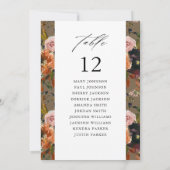 Rustiek Goud, Paarse Tau Tafel Nummer Zitting Graf Kaart (Achterkant)