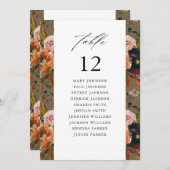 Rustiek Goud, Paarse Tau Tafel Nummer Zitting Graf Kaart (Voorkant / Achterkant)