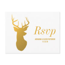 Rustiek Goud Rendier / Antler Wedding RSVP