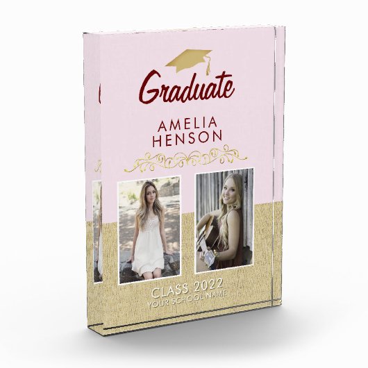 Rustiek Goud Roze Afstuderen Afstuderen 2 Fotoblokken (Links)