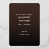 Rustiek Goud Script Foto Dank u bruiloft Folie Uitnodiging (Achterkant)