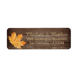 Rustiek Goud Sinaasappel Blad Bruiloft Retouradres Etiket