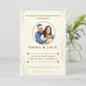 Rustiek Goud stijl Script Foto elegante bladeren Kaart (Staand voorkant)