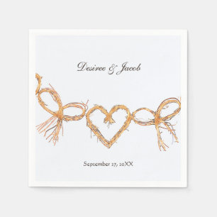 Rustiek Goud Wit Harten Country Wedding Servetten