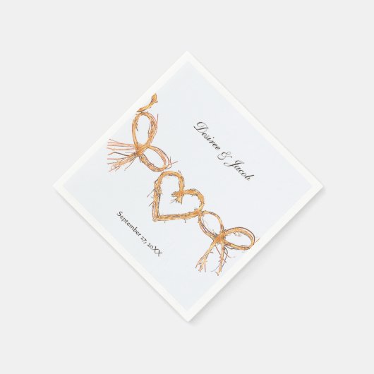 Rustiek Goud Wit Harten Country Wedding Servetten (Hoek)