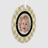 Rustiek Goud Wit Plaid Eerste Grootouders Foto Ornament (voorkant)