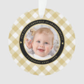 Rustiek Goud Wit Plaid Eerste Grootouders Foto Ornament (voorkant)