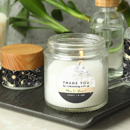 Rustiek Goud Zwart-Wit Bruiloft Dank U Ronde Sticker