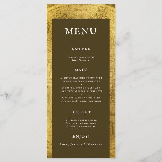 Rustiek gouden bruiloft menu (Voorkant)