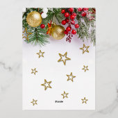 Rustiek Gouden Bubbels & Gouden Sterren Kerstfeest Folie Uitnodiging (Achterkant)