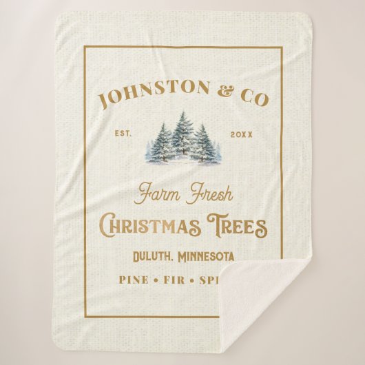 Rustiek Gouden Burlap Kerstboom Boerderij Sherpa Deken (Voorkant)
