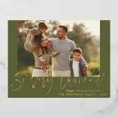 Rustiek Gouden folie Lettering Happy Thanksgiving  Folie Feestdagen Briefkaart (Voorkant)