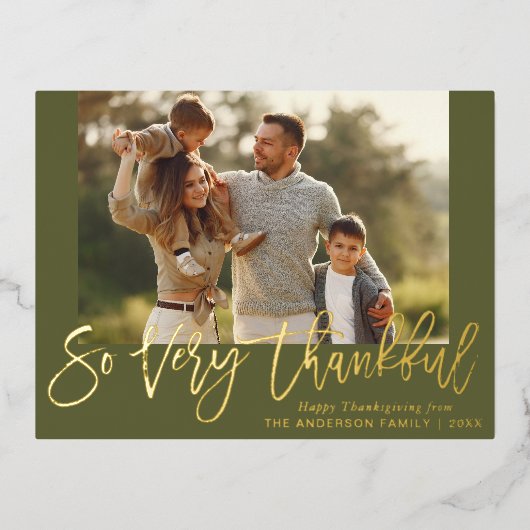 Rustiek Gouden folie Lettering Happy Thanksgiving  Folie Feestdagen Briefkaart (Voorkant)