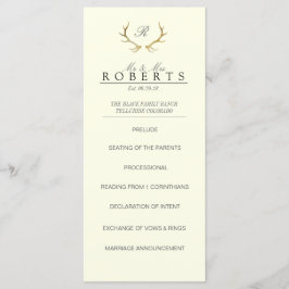 Rustiek Gouden gewei | Elegante bruiloft Rackcard Programmakaart