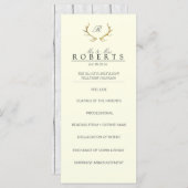 Rustiek Gouden gewei | Elegante bruiloft Rackcard Programmakaart (Voorkant / Achterkant)