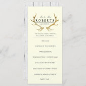 Rustiek Gouden gewei | Elegante bruiloft Rackcard Programmakaart (Voorkant / Achterkant)