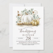 Rustiek Gouden Glitter Pompoenen Thanksgiving Dine Kaart (Voorkant)