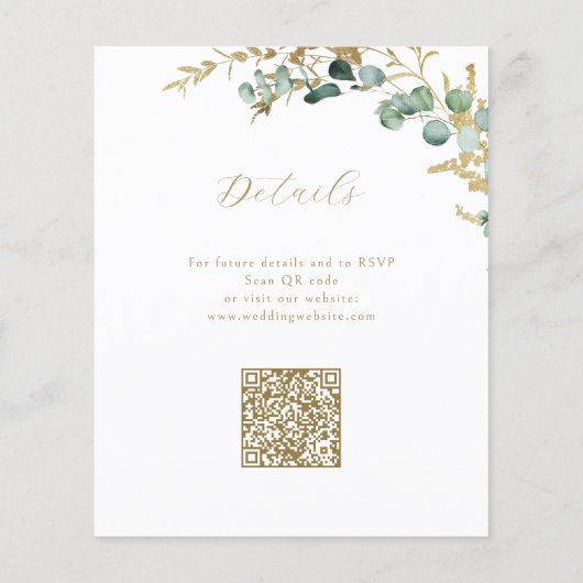 Rustiek gouden groen budget alles in één bruiloft (Achterkant)