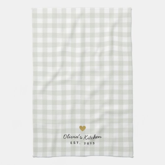 Rustiek Gouden Hart en Sage Buffalo Check Theedoek (Verticaal)