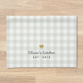 Rustiek Gouden Hart en Sage Buffalo Check Theedoek