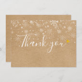 Rustiek Gouden Hart Script Kerstmis Dankjewel Kaar Bedankkaart (Voorkant / Achterkant)