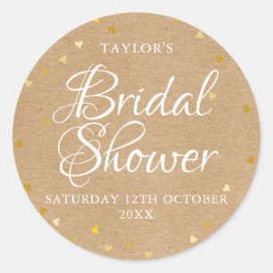 Rustiek gouden harten confetti vrijgezellenfeest g ronde sticker