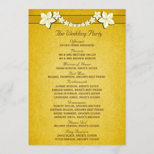 Rustiek Gouden Huwelijksprogramma Ceremonie & Fees Programmakaart (Achterkant)