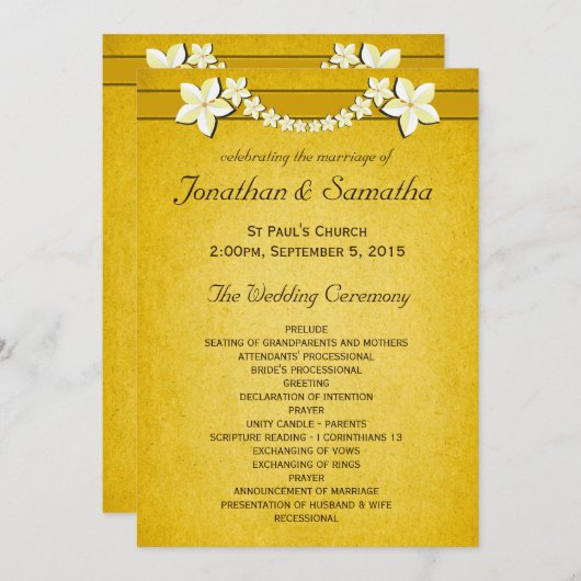 Rustiek Gouden Huwelijksprogramma Ceremonie & Fees Programmakaart (Voorkant / Achterkant)