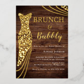 Rustiek Gouden Jurk Vrijgezellenfeest Brunch & Bub Folie Uitnodiging (Voorkant)