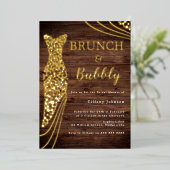 Rustiek Gouden Jurk Vrijgezellenfeest Brunch & Bub Folie Uitnodiging (Staand Voorkant)