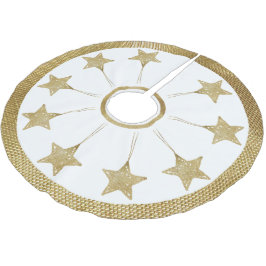 Rustiek gouden sterren patroon op wit kerstboom rok