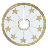 Rustiek gouden sterren patroon op wit kerstboom rok (Voorkant)