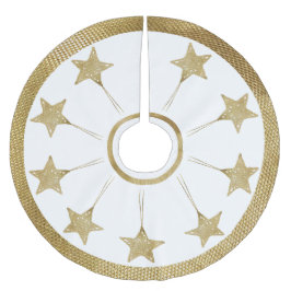 Rustiek gouden sterren patroon op wit kerstboom rok