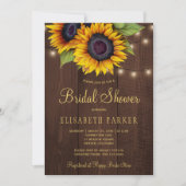 Rustiek gouden zonnebloem elegant houten vrijgezel kaart (Voorkant)
