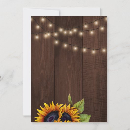 Rustiek gouden zonnebloem elegant houten vrijgezel kaart (Achterkant)