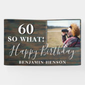 Rustiek Grappig 60 Dus wat 60e verjaardag Party Fo Spandoek (Horizontaal)