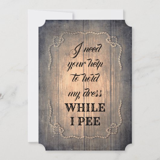 Rustiek Grappig Bruidsmeisje / Maid of Honor Voors Kaart (Voorkant)